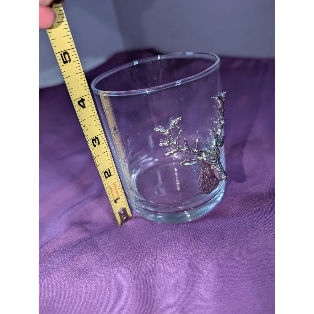 Stag Deer Handled Whiskey Glass 12oz Glass Tumbler Barware Chrome 4